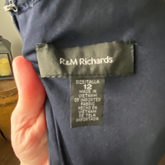 R&M Richards Sequin & Ruffle Gown 12 NWT Navy Blue. - Picture 10 of 11